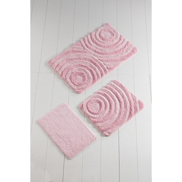 Set 3 covorase baie Wave, 60 x 100 cm, 50 x 60 cm, 40 x 60 cm, roz
