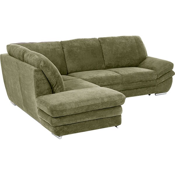 Coltar extensibil pe stanga Alaska Klein Frisco G704, 3 locuri, cu lada, 264 x 221 x 91 cm, verde
