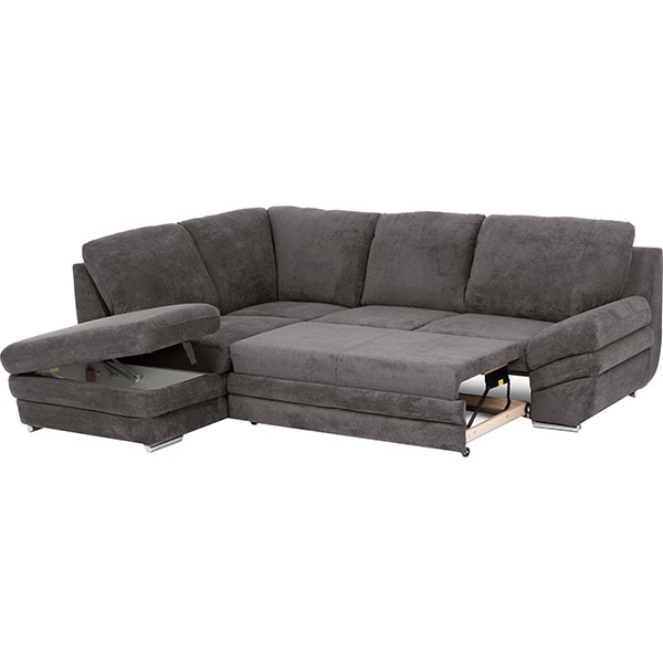 Coltar extensibil pe stanga Alaska Klein Frisco G707, 3 locuri, cu lada, 264 x 221 x 91 cm, gri