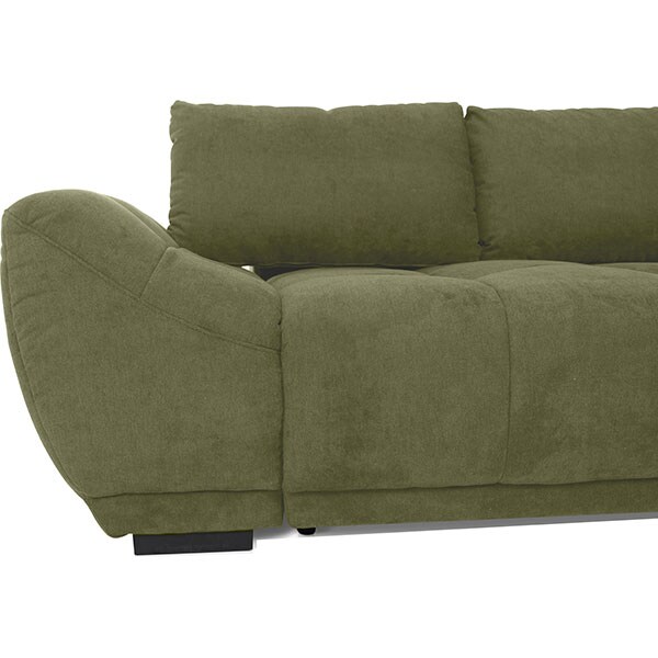 Coltar extensibil pe dreapta Amelia Frisco G704, 2 locuri, cu lada, 269 x 169 x 87 cm, verde