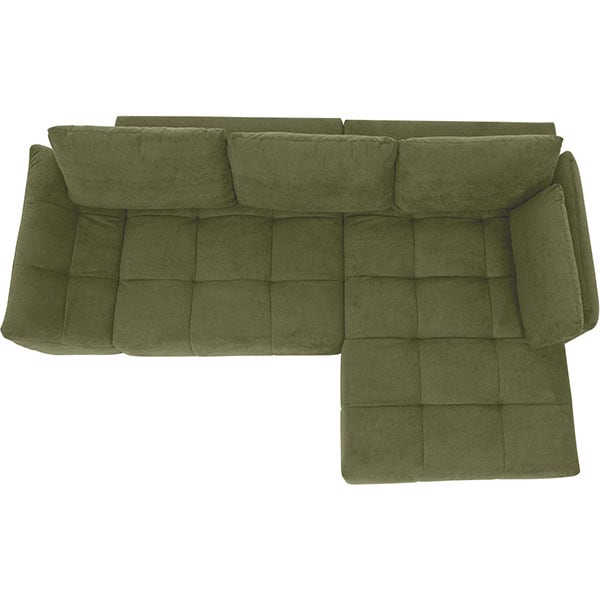 Coltar extensibil pe dreapta Amelia Frisco G704, 2 locuri, cu lada, 269 x 169 x 87 cm, verde
