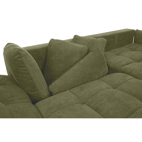Coltar extensibil pe dreapta Amelia Frisco G704, 2 locuri, cu lada, 269 x 169 x 87 cm, verde