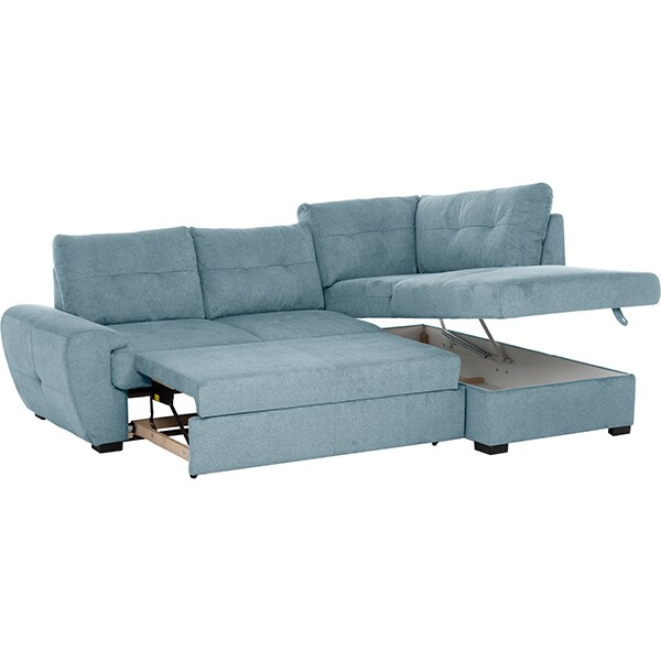 Coltar extensibil pe dreapta Nevada Boston F011, 3 locuri, cu lada, 244 x 174 x 88 cm, albastru