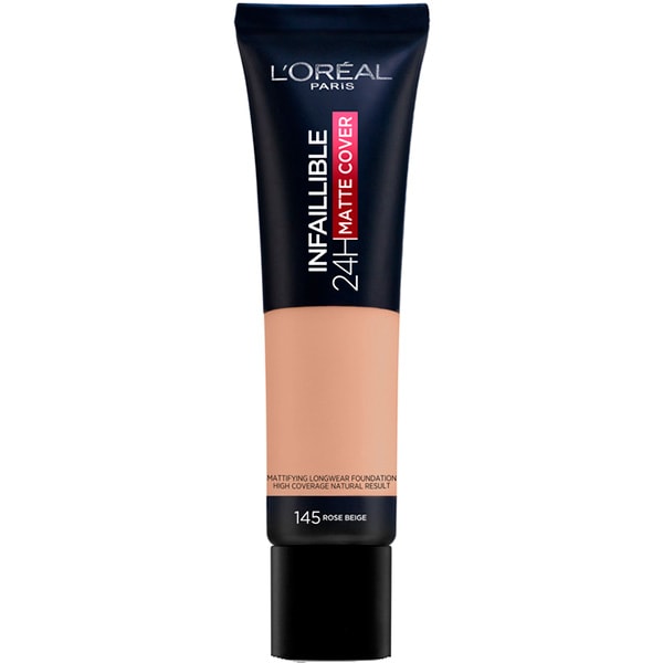 Fond de ten L'OREAL PARIS Infaillible 24H Matte Cover, 145 Rose Beige, 30ml
