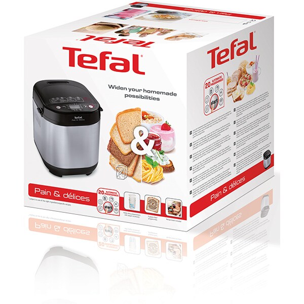 Masina de copt paine TEFAL Pain et Delice PF240E38, 1kg, 20 programe, 700W, argintiu-negru