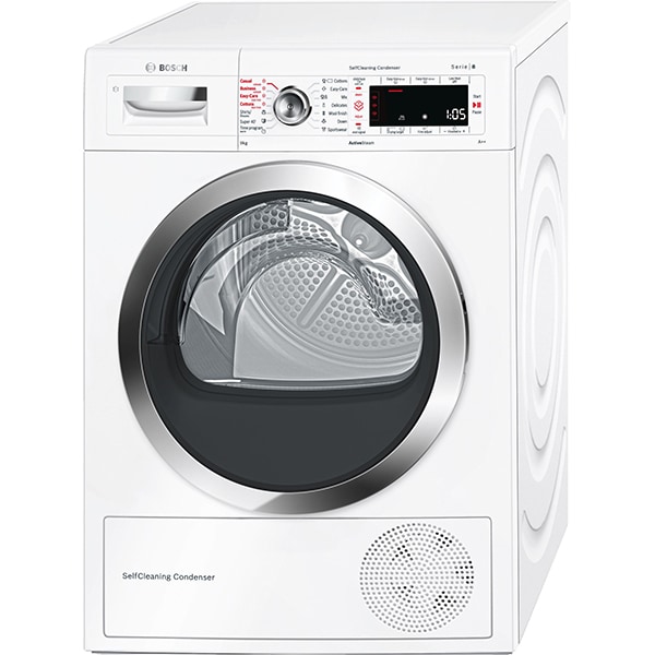 Uscator de rufe BOSCH WTW85540EU, Condensare si pompa de caldura, 9kg, 18 programe, Clasa A++, alb