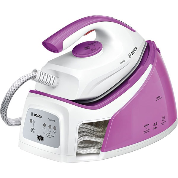 Statie de calcat BOSCH TDS2110 Serie 2, 2400W, 180g/min, 1.5l, talpa Palladium-Glissee, alb-roz