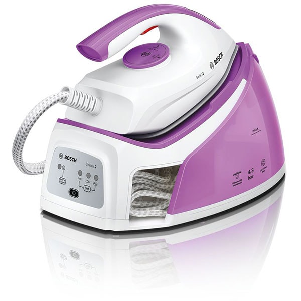 Statie de calcat BOSCH TDS2110 Serie 2, 2400W, 180g/min, 1.5l, talpa Palladium-Glissee, alb-roz
