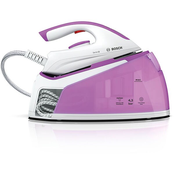 Statie de calcat BOSCH TDS2110 Serie 2, 2400W, 180g/min, 1.5l, talpa Palladium-Glissee, alb-roz