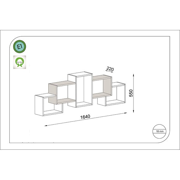 Raft perete Berril, 164 x 22 x 55 cm, alb-rosu