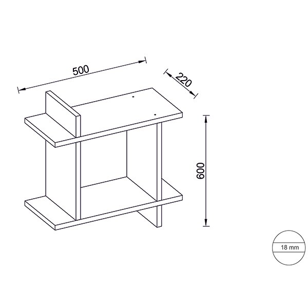 Raft perete Dolce, 50 x 15 x 60 cm, nuc