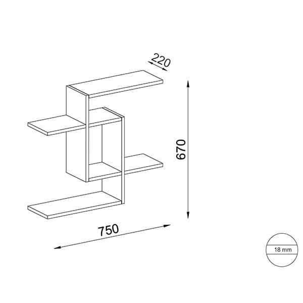 Raft perete Even, 75 x 22 x 67 cm, rosu