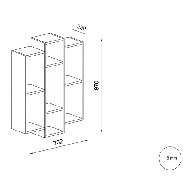 Raft perete Solid, 97 x 22 x 73 cm, alb-rosu