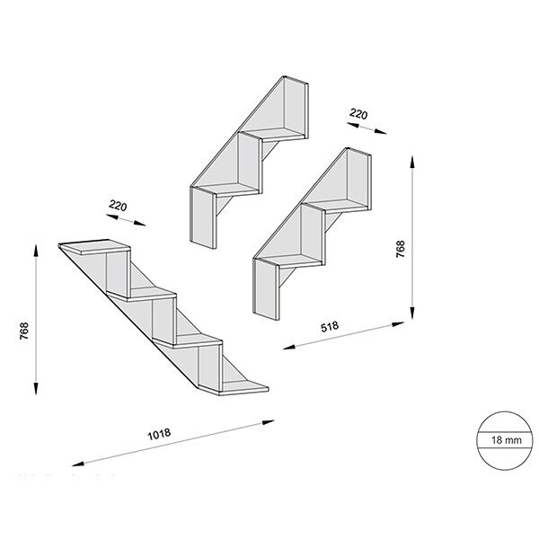 Raft perete Keen, 125 x 22 x 18 cm, alb