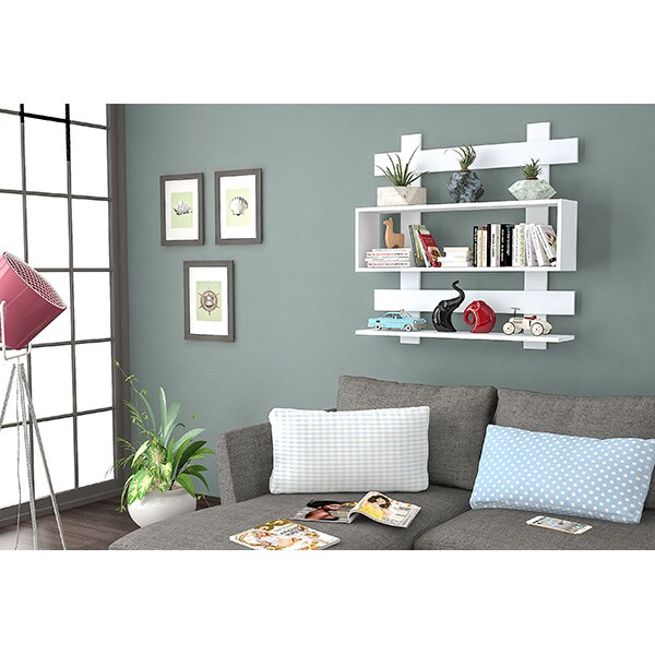 Raft perete Boramir, 100 x 22 x 100 cm, alb