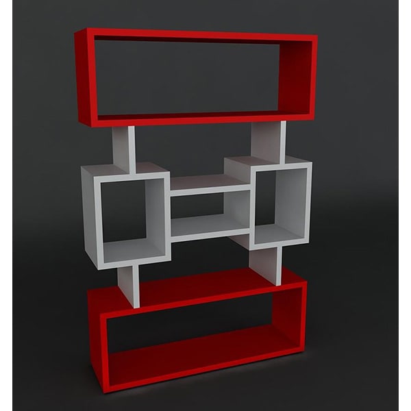 Biblioteca Amore, alb-rosu, 140 x 22 x 90 cm