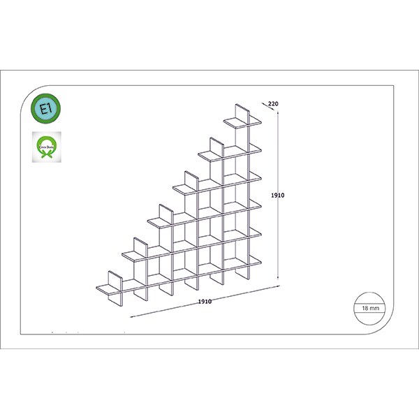 Biblioteca Puzzle, alb, 191 x  22 x 191 cm