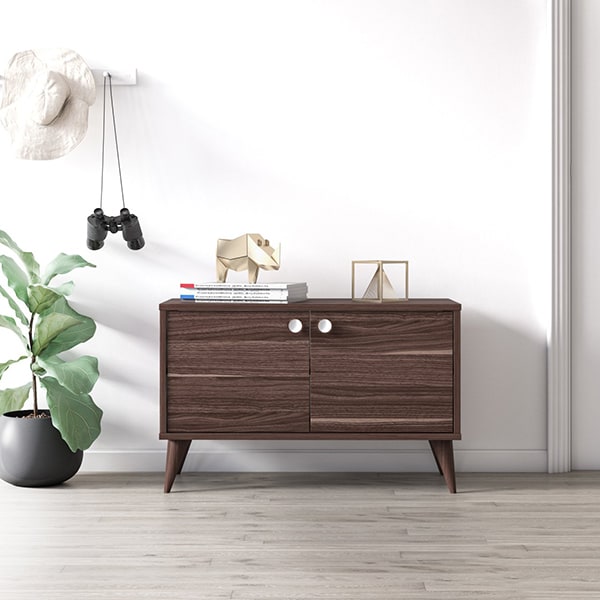 Comoda multifunctionala cu doua usi Vega, nuc, 85 x 35 x 53 cm
