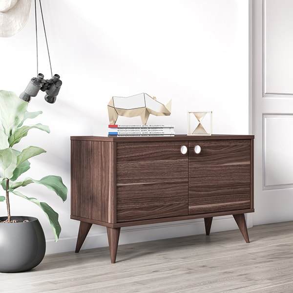 Comoda multifunctionala cu doua usi Vega, nuc, 85 x 35 x 53 cm