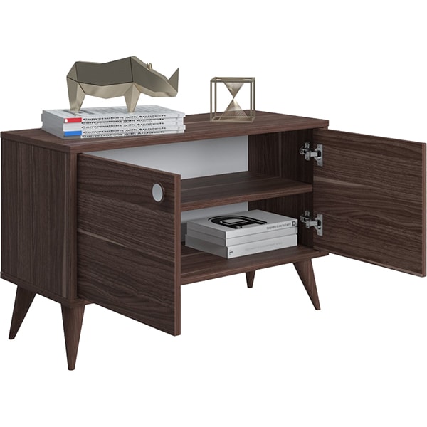 Comoda multifunctionala cu doua usi Vega, nuc, 85 x 35 x 53 cm