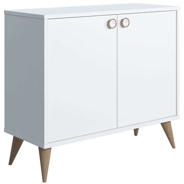 Comoda joasa multifunctionala cu doua usi Vega, alb, 85 x 35 x 74 cm