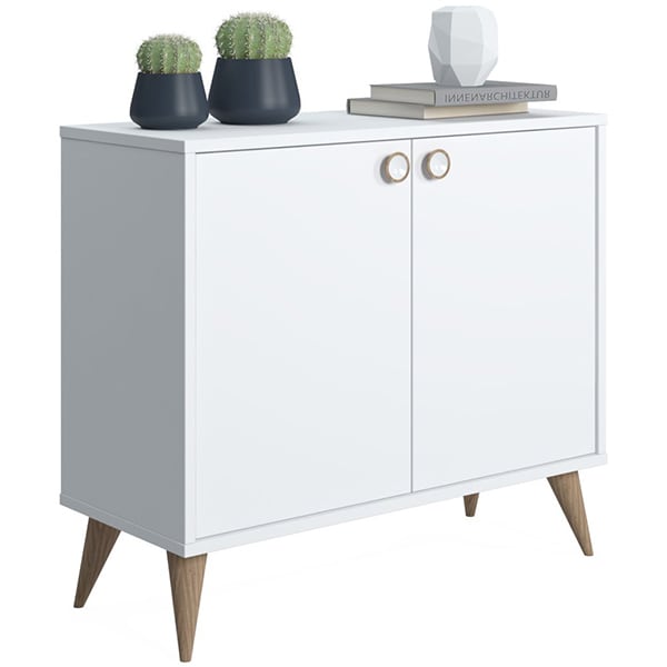 Comoda joasa multifunctionala cu doua usi Vega, alb, 85 x 35 x 74 cm