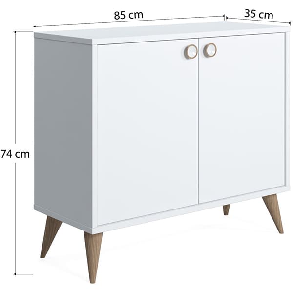 Comoda joasa multifunctionala cu doua usi Vega, alb, 85 x 35 x 74 cm