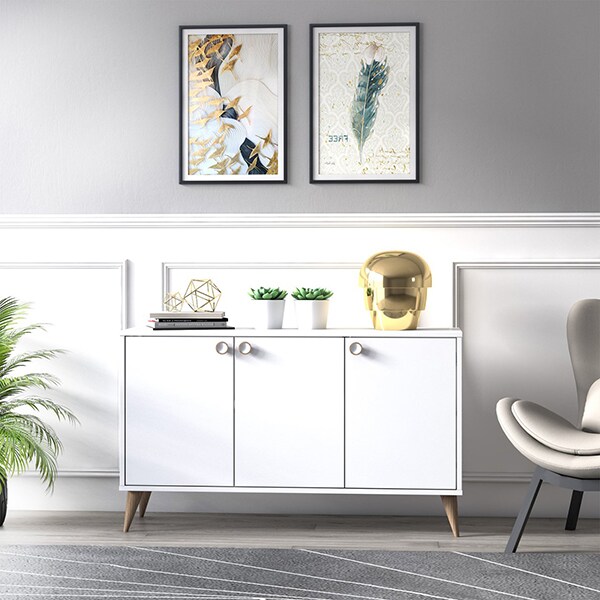Bufet living Vega, alb, 125 x 35 x 74 cm