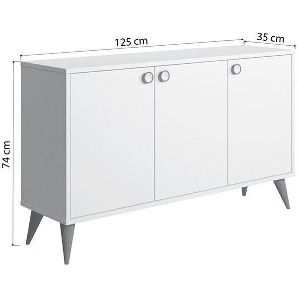 Bufet living Vega, alb, 125 x 35 x 74 cm