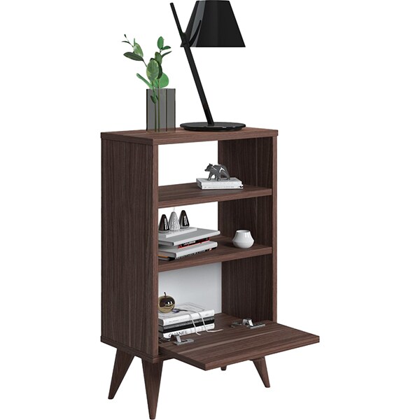 Comodina Vega, nuc, 45 x 25 x 74 cm