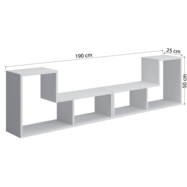 Comoda TV Legon, alb, 190 x 25 x 50 cm