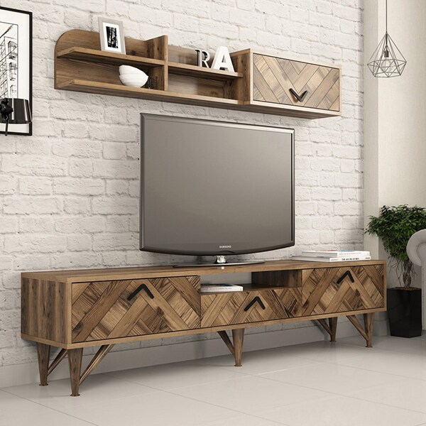 Mobila living Londra, nuc, 180 x 35 x 43.1 cm