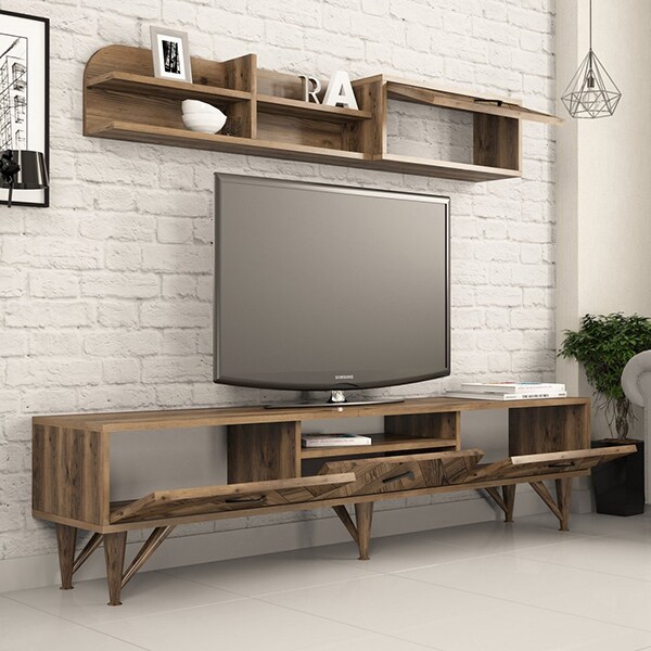 Mobila living Londra, nuc, 180 x 35 x 43.1 cm