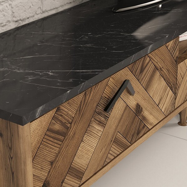 Mobila living Londra, negru, 180 x 35 x 43.1 cm