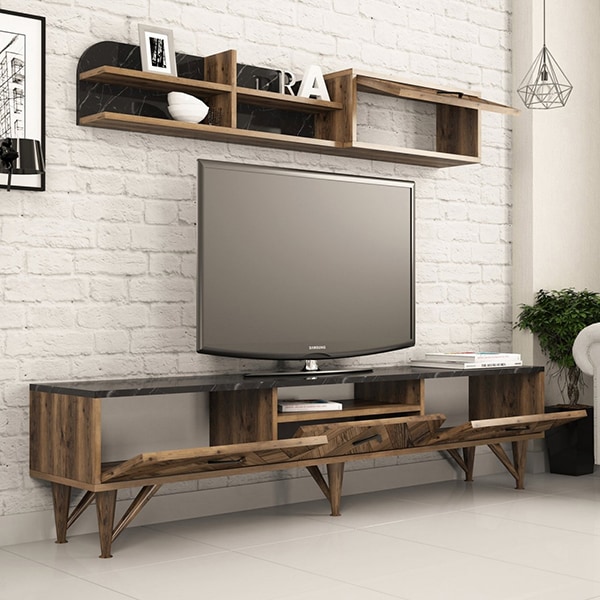 Mobila living Londra, negru, 180 x 35 x 43.1 cm