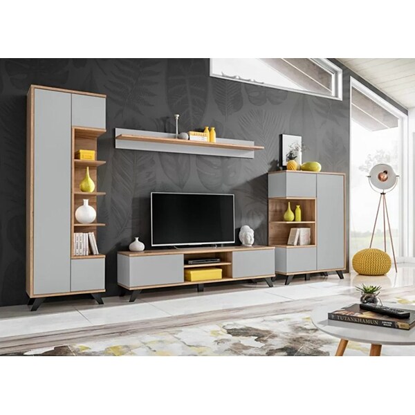 Mobila living Bogota 20 RVPG BA, stejar riviera-gri perlat, 330 x 45 x 192 cm