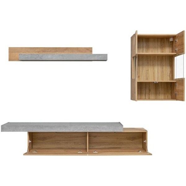 Mobila living Concret 20 RVAJ CR, stejar riviera-imitatie beton, 250 x 40 x 170 cm