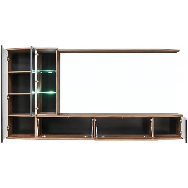 Mobila living Dark 20 DMS DK, stejar monastery-negru lucios, 255 x 40 x 130 cm