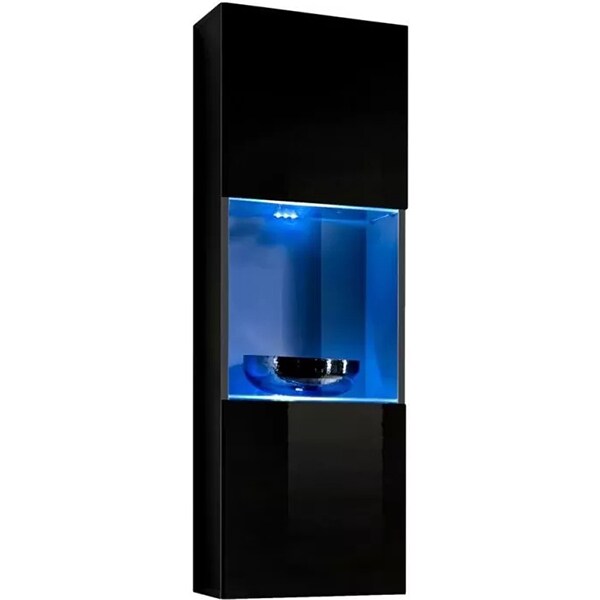 Mobila living Fly 23 ZZ FY H3, negru-negru lucios, 160 x 40 x 190 cm