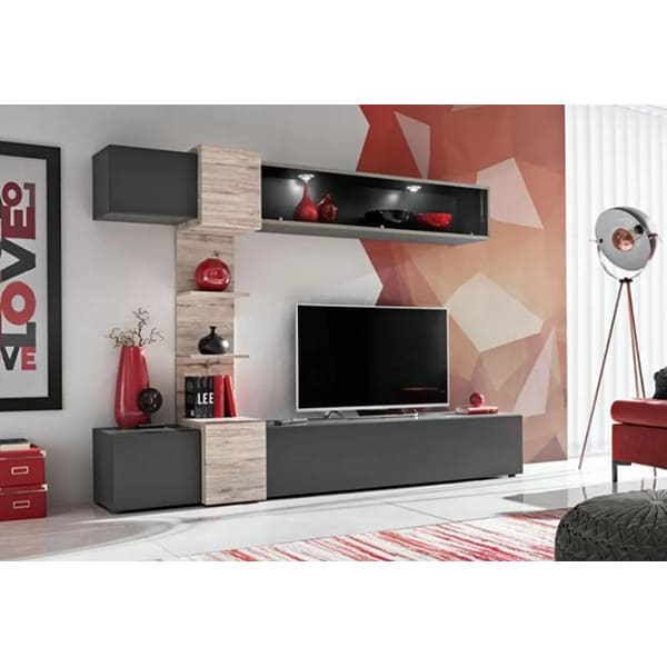 Mobila living Rio 20 DWAN RO, antracit-stejar wellington, 230 x 40 x 164 cm