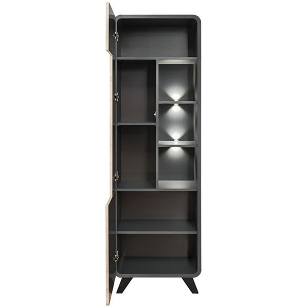Mobila living Round 20 ANRV RD, antracit-stejar kronberg, 330 x 45 x 192 cm