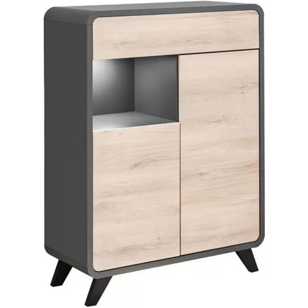 Mobila living Round 20 ANRV RD, antracit-stejar kronberg, 330 x 45 x 192 cm