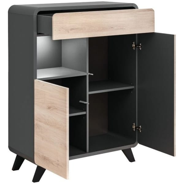 Mobila living Round 20 ANRV RD, antracit-stejar kronberg, 330 x 45 x 192 cm