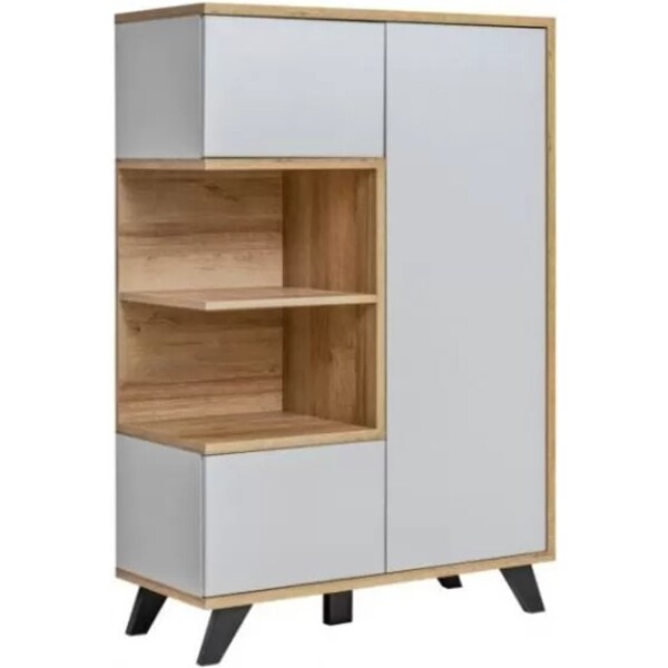 Vitrina joasa Bogota, stejar riviera-gri perlat, 90 x 40 x 134 cm