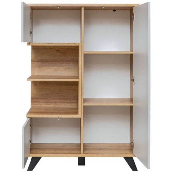 Vitrina joasa Bogota, stejar riviera-gri perlat, 90 x 40 x 134 cm