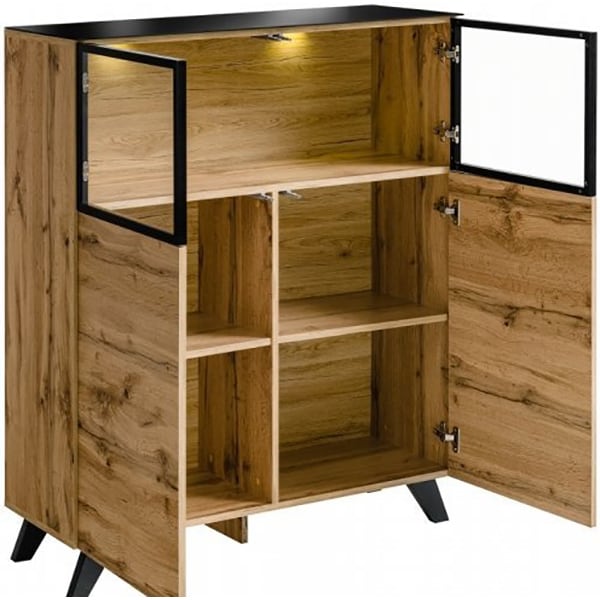Vitrina joasa Thin, stejar wotan, 100 x 40 x 123 cm
