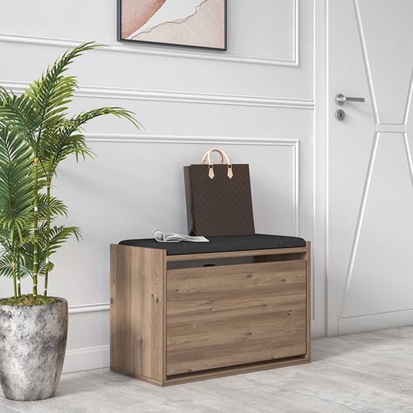 Pantofar tip taburet Tona, stejar, 65 x 32 x 43.5 cm