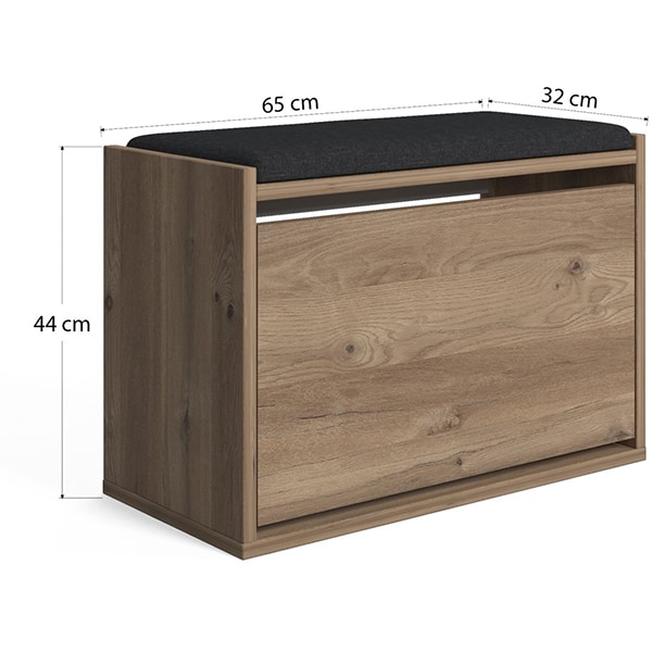 Pantofar tip taburet Tona, stejar, 65 x 32 x 43.5 cm