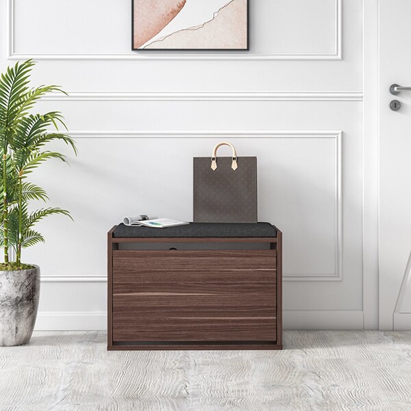 Pantofar tip taburet Tona, nuc, 65 x 32 x 43.5 cm