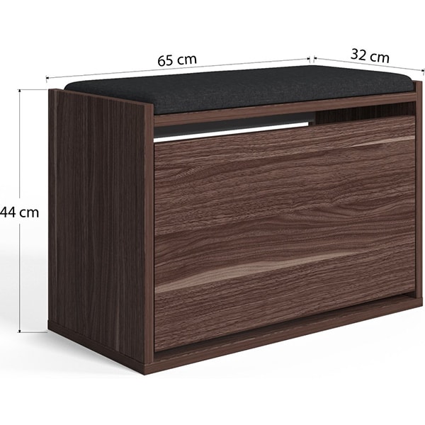 Pantofar tip taburet Tona, nuc, 65 x 32 x 43.5 cm